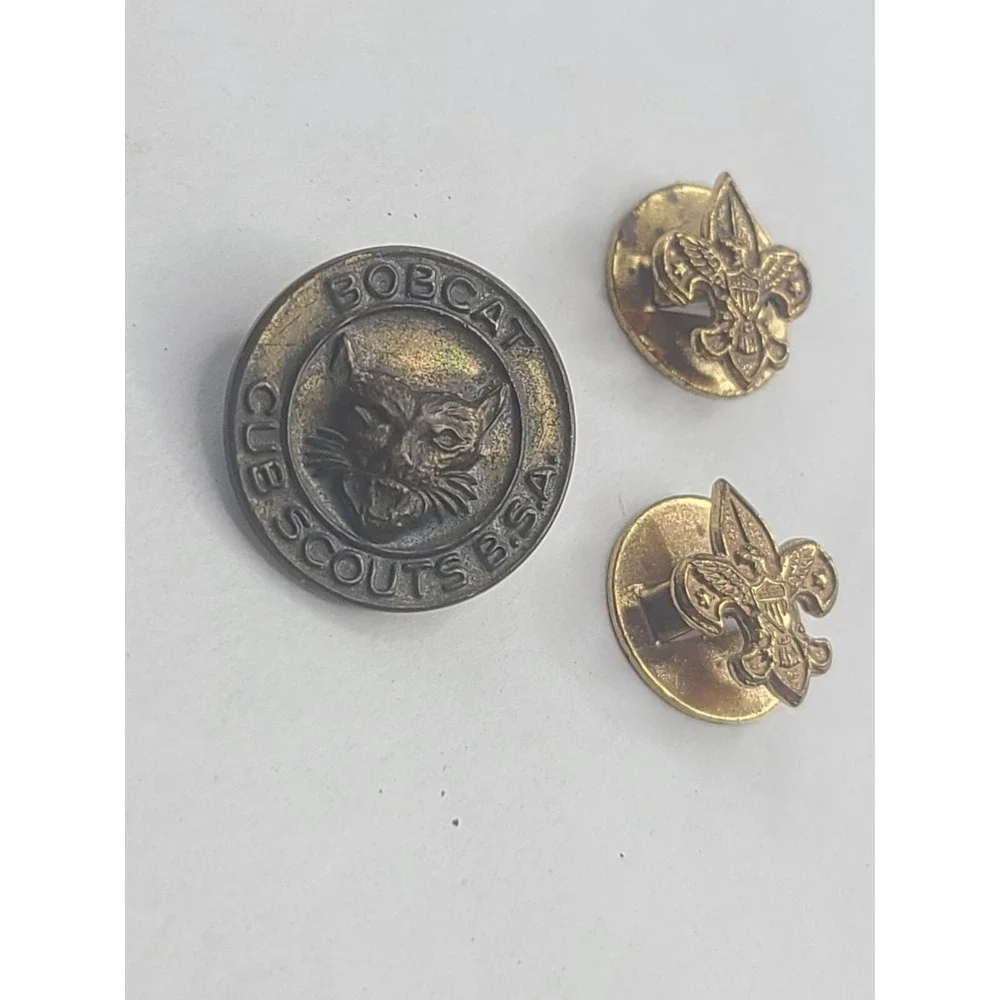 Vintage Boy Scouts Of America Metal Pins Bobcat Cub Scout Lot of 3